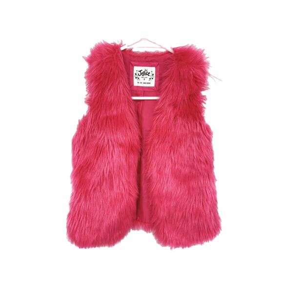 Girls Barbie Core Justice Bright Pink Faux Fur Vest Size 8 - Picture 1 of 6